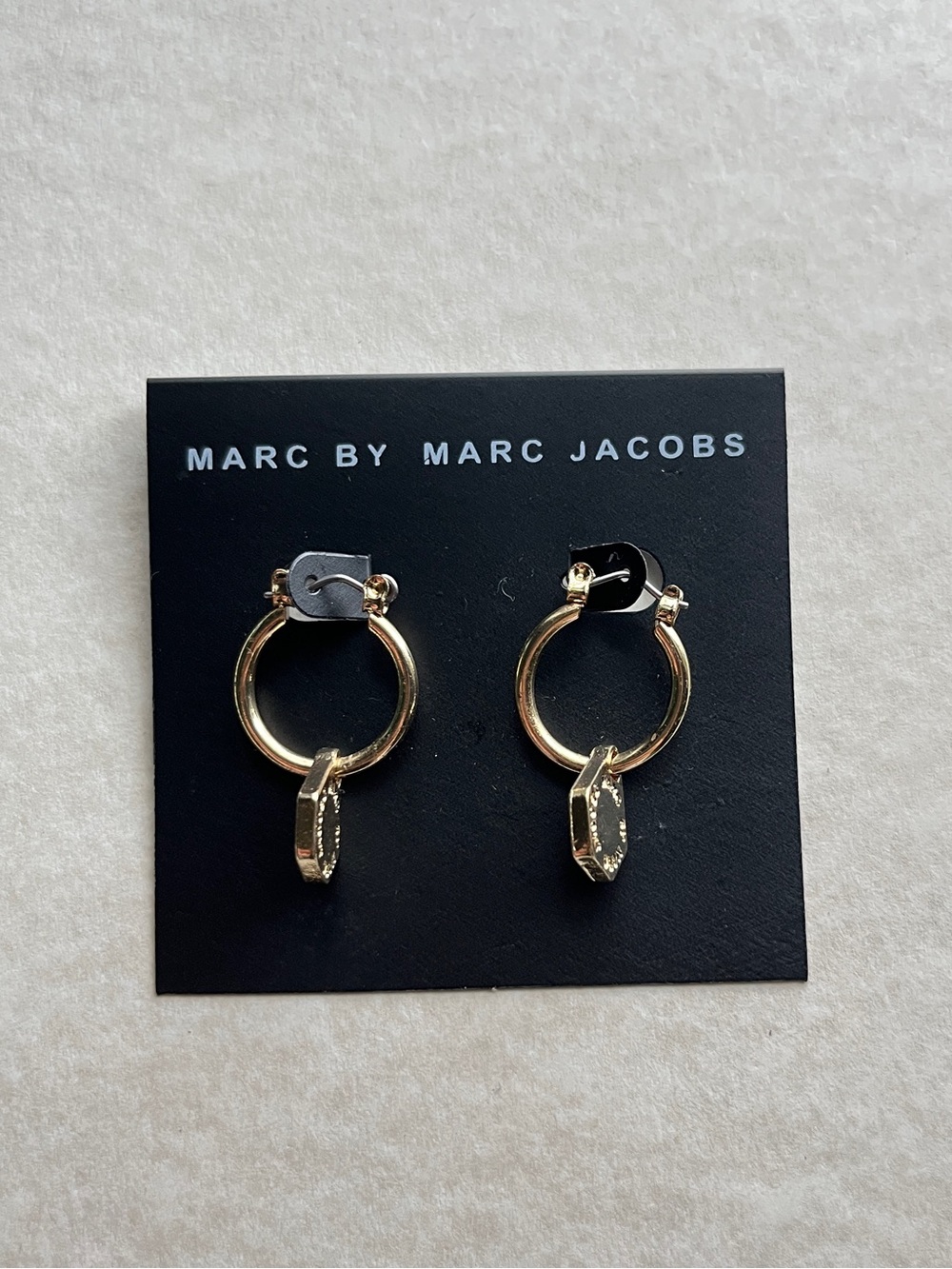 Marc by Marc Jacobs Gold Hoop Earrings with Geo Charm